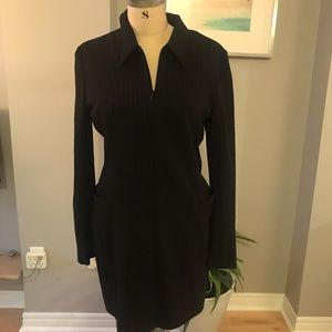 Fitted Pinstriped Black/Red Dress